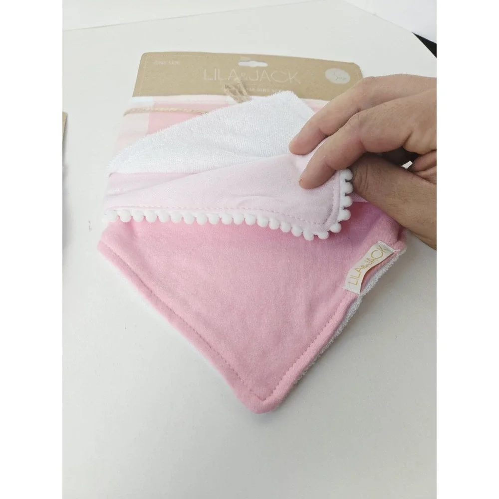 Lila & Jack Bandana Bib Set 3 pack x 2 bibs pink purple woke up this cute